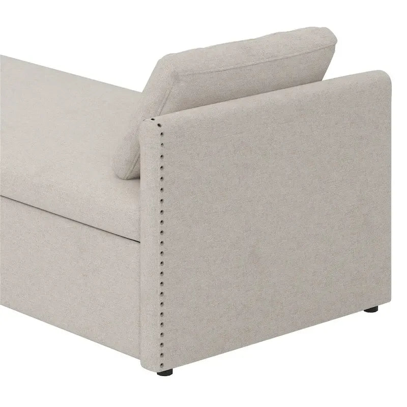 Modern Upholstered Chaise Lounger Daybed Small Single Daybed with 2 Drawers for Living Rooms