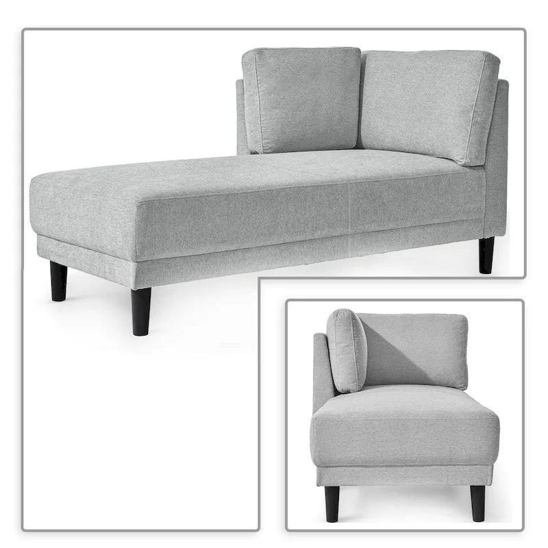 Stylish Indoor Linen Fabric Upholstered Single Leisure Chaise Lounge Chair