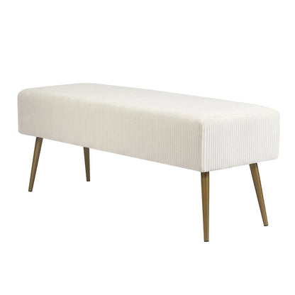 Adeco 43 Inch Velvet Bench Bed End Entryway Bench with Gold Legs