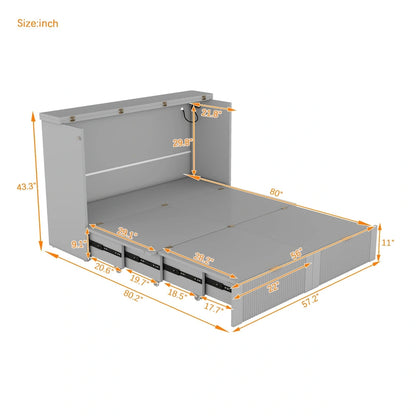 Merax Murphy Bed with drawer and a set of Sockets & USB Ports