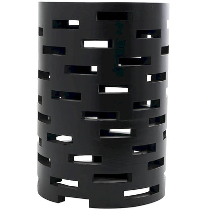 Wood Geometric Brick Inspired Cutout Side End Accent Table - Black - Roche River Decor