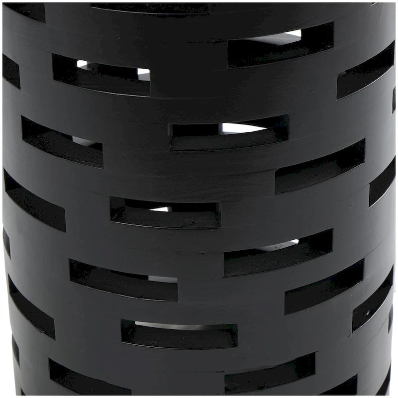 Wood Geometric Brick Inspired Cutout Side End Accent Table - Black - Roche River Decor