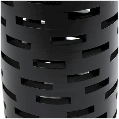 Wood Geometric Brick Inspired Cutout Side End Accent Table - Black - Roche River Decor