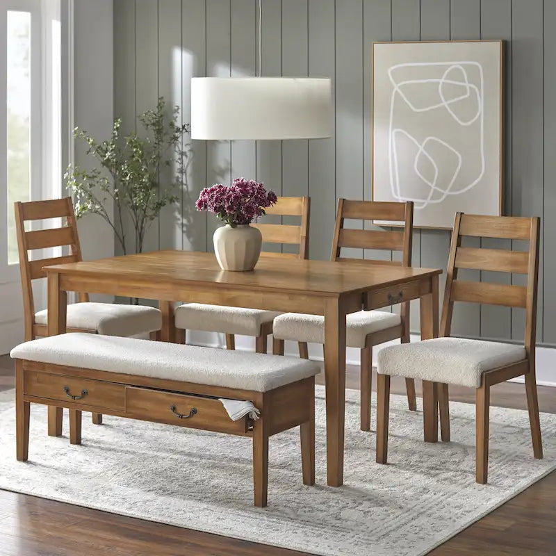 Lifestorey Palmer 6-Piece Dining Set with Storage