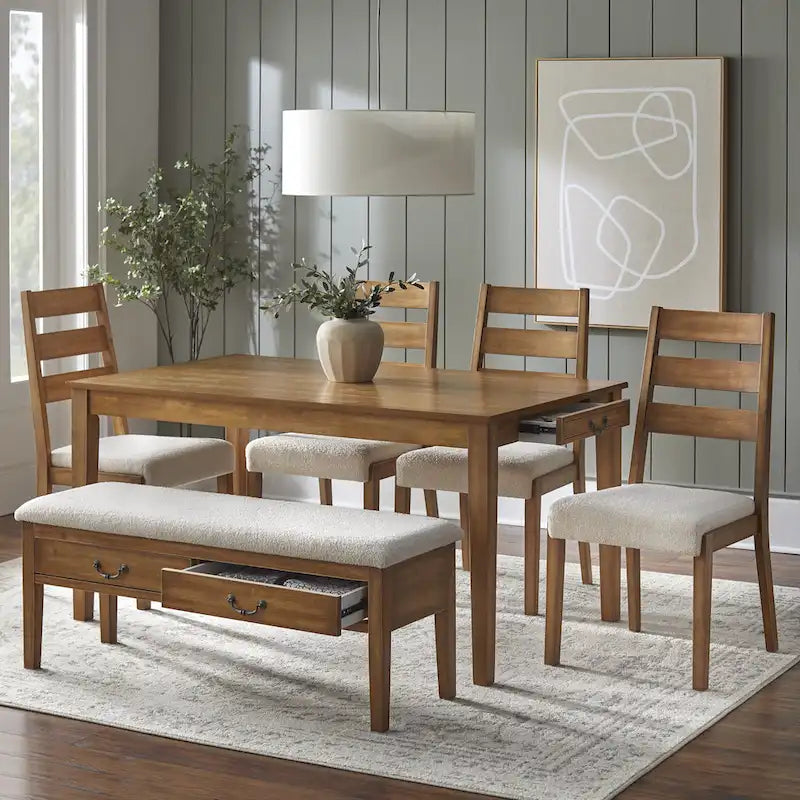 Lifestorey Palmer 6-Piece Dining Set with Storage