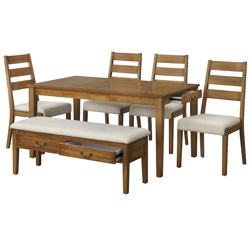 Lifestorey Palmer 6-Piece Dining Set with Storage