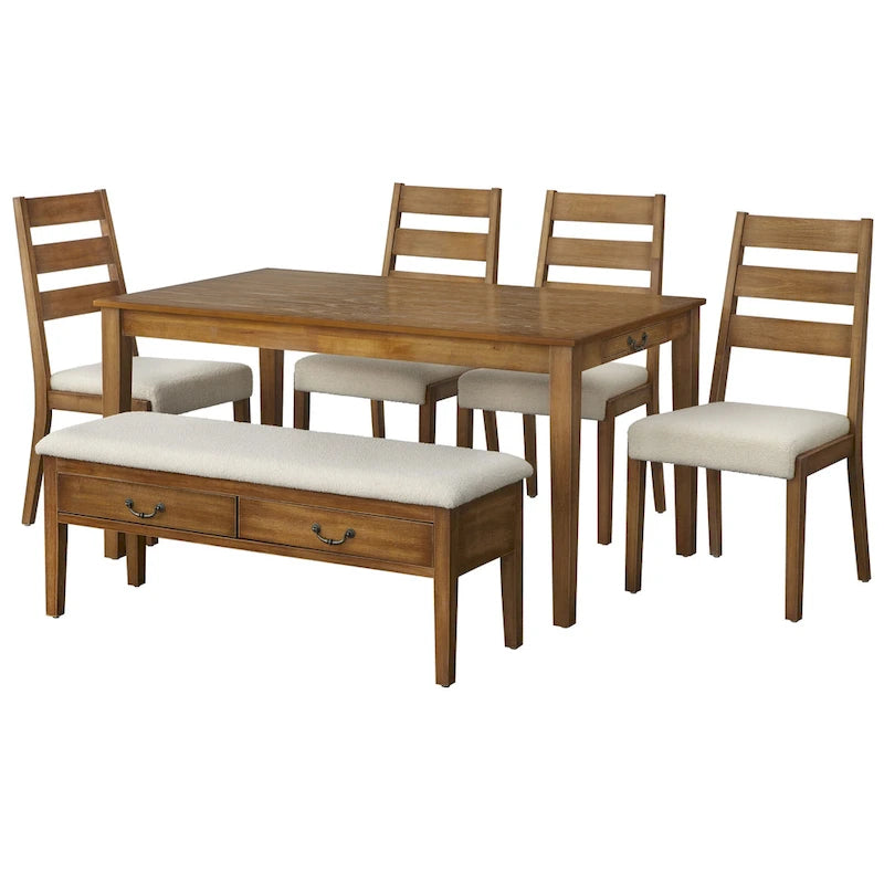 Lifestorey Palmer 6-Piece Dining Set with Storage