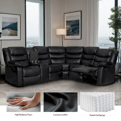 106 Manual Reclining Modular Sectional Couch with 1 Console & 2 Cup Holders, Living Room/Office