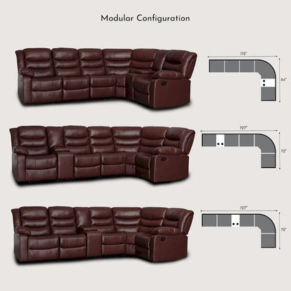 106 Manual Reclining Modular Sectional Couch with 1 Console & 2 Cup Holders, Living Room/Office