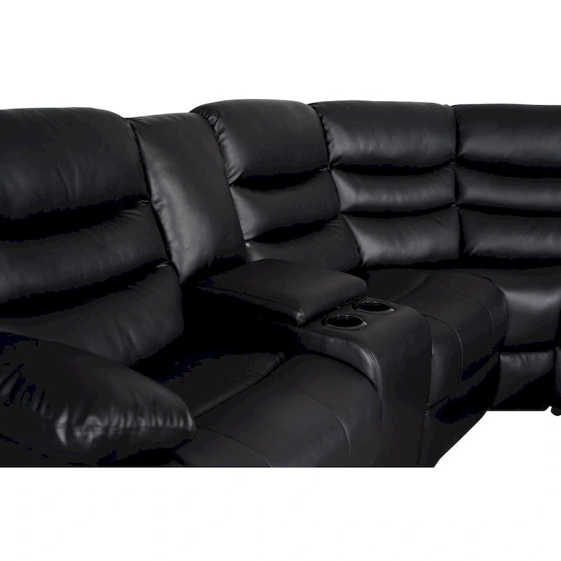 106 Manual Reclining Modular Sectional Couch with 1 Console & 2 Cup Holders, Living Room/Office