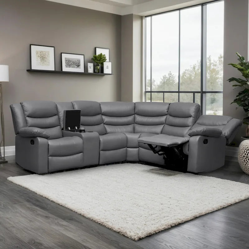 106 Manual Reclining Modular Sectional Couch with 1 Console & 2 Cup Holders, Living Room/Office