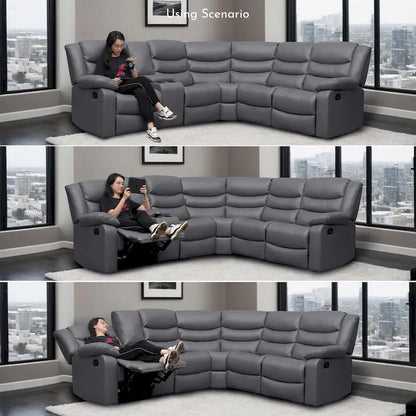 106 Manual Reclining Modular Sectional Couch with 1 Console & 2 Cup Holders, Living Room/Office